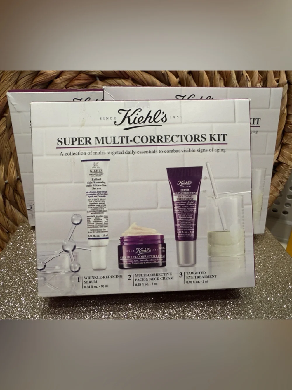 *NEW* 3 pc Kiehl's Super Multi-Correctors Kit - White & Purple Accents